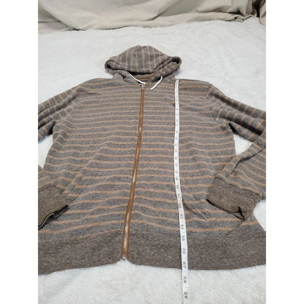 The North Face Brown Striped Full Zip Up Hooded Sweater Men Large Casual Logo